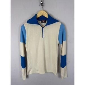 Vintage Innsbruck Austria‎  Ski Sweater Womens M Blue Colorblock Quarter Zip